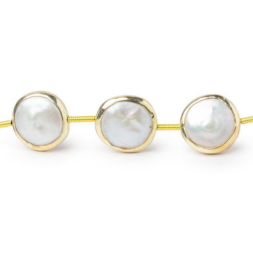 11mm Vermeil Bezel Off White Coin Pearl Strand 12 Beads (ONLINE ORDER ONLY)