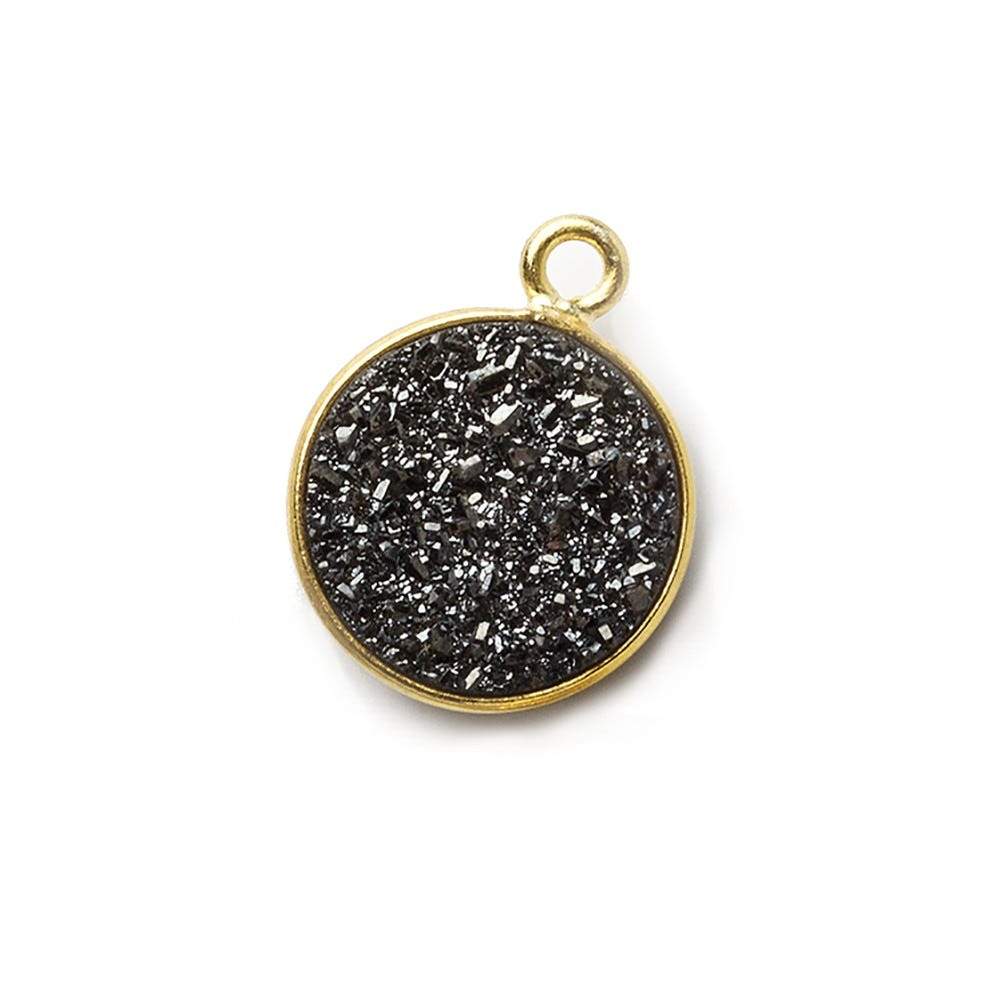 12mm Vermeil Bezel Platinum Grey Drusy Coin Pendant 1 piece (ONLINE ORDER ONLY)