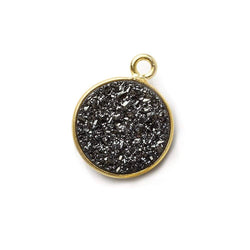 12mm Vermeil Bezel Platinum Grey Drusy Coin Pendant 1 piece (ONLINE ORDER ONLY)