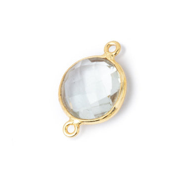 12mm Vermeil Bezel Prasiolite Faceted Coin Connector 1 piece (ONLINE ORDER ONLY)