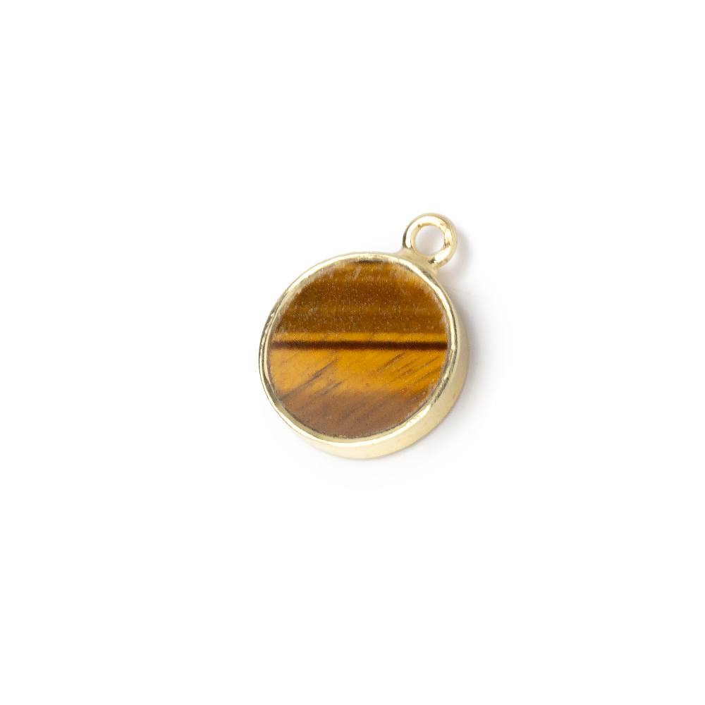 12mm Vermeil Bezel Tiger's Eye Coin Pendant 1 piece (ONLINE ORDER ONLY)