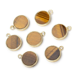 12mm Vermeil Bezel Tiger's Eye Coin Pendant 1 piece (ONLINE ORDER ONLY)