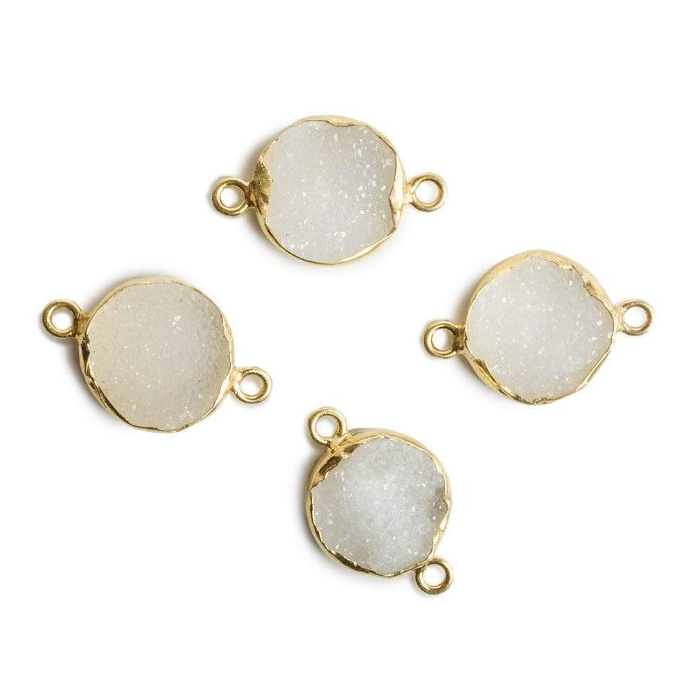 12mm Vermeil Bezel White Drusy Coin 2 ring Charm Connector 1 piece (ONLINE ORDER ONLY)
