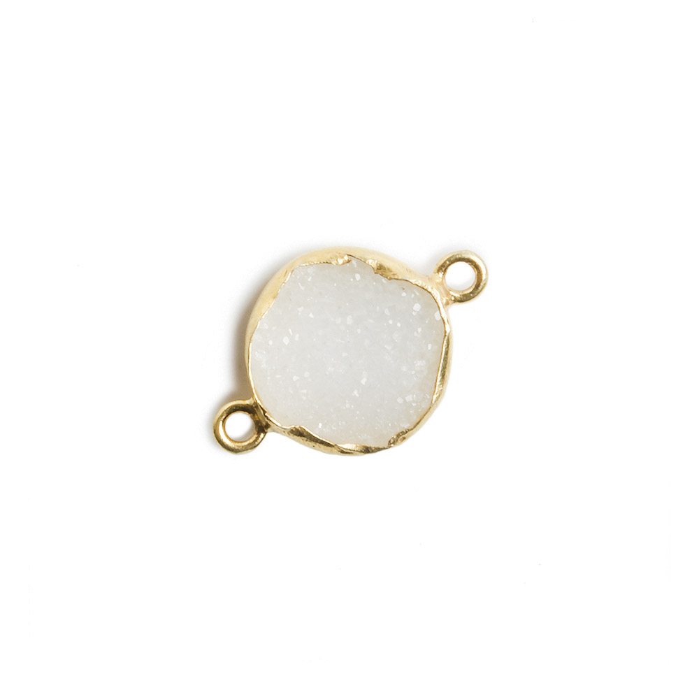 12mm Vermeil Bezel White Drusy Coin 2 ring Charm Connector 1 piece (ONLINE ORDER ONLY)