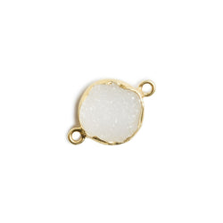 12mm Vermeil Bezel White Drusy Coin 2 ring Charm Connector 1 piece (ONLINE ORDER ONLY)