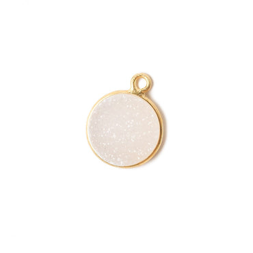 12mm Vermeil Bezel White Drusy Coin Pendant 1 piece (ONLINE ORDER ONLY)