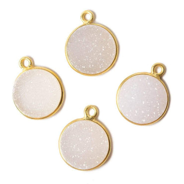 12mm Vermeil Bezel White Drusy Coin Pendant 1 piece (ONLINE ORDER ONLY)