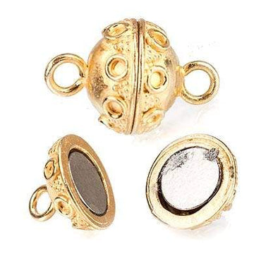 12mm Vermeil Magnetic Clasp Circular And Miligrain Design 1 piece (ONLINE ORDER ONLY)