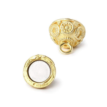 12mm Vermeil Magnetic Clasp with Granulated Bali Design 1 piece (ONLINE ORDER ONLY)