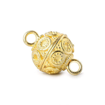 12mm Vermeil Magnetic Clasp with Granulated Bali Design 1 piece (ONLINE ORDER ONLY)