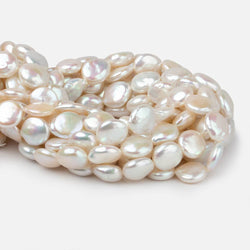 12mm White Iridescent Coin Freshwater Pearls 15 inch 29 pieces A (ONLINE ORDER ONLY)