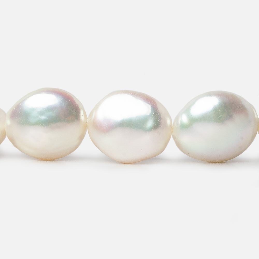 12mm White Iridescent Coin Freshwater Pearls 15 inch 29 pieces A (ONLINE ORDER ONLY)
