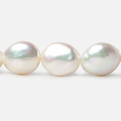12mm White Iridescent Coin Freshwater Pearls 15 inch 29 pieces A (ONLINE ORDER ONLY)