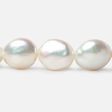 12mm White Iridescent Coin Freshwater Pearls 15 inch 29 pieces A (ONLINE ORDER ONLY)