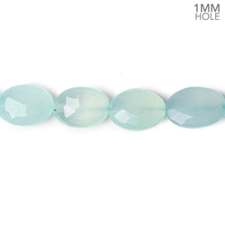12x10-14x10mm Aqua Blue Chalcedony Faceted Oval 1mm hole 8 inch 15 beads (ONLINE ORDER ONLY)