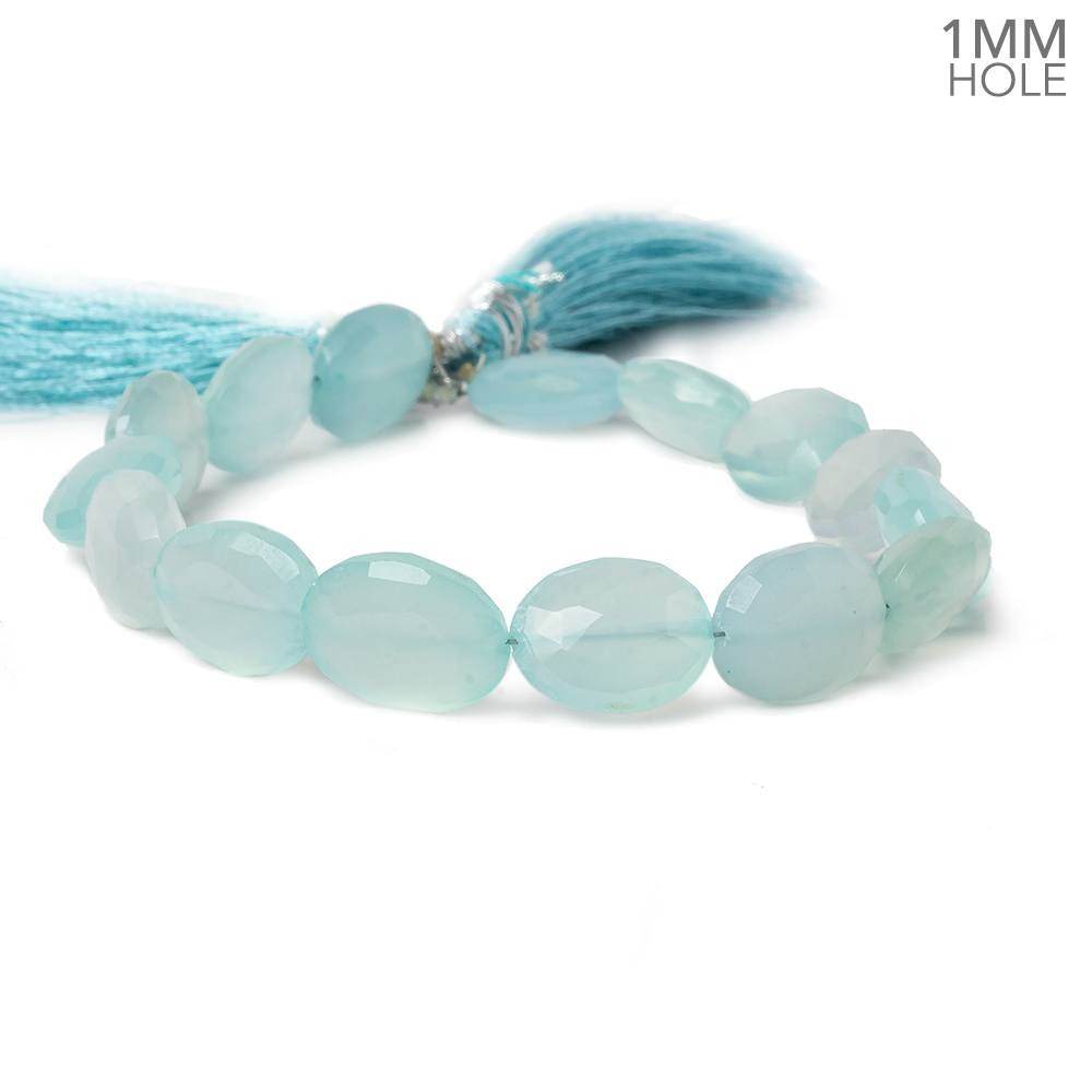 12x10-14x10mm Aqua Blue Chalcedony Faceted Oval 1mm hole 8 inch 15 beads (ONLINE ORDER ONLY)