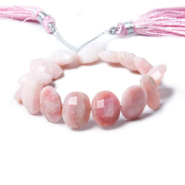12x10-14x10mm Pink Peruvian Opal Side Drilled Faceted Cushion 6 in. 14 beads (ONLINE ORDER ONLY)