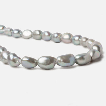 12x10-14x10mm Verde Silver Large Hole Straight Drilled Baroque Freshwater Pearls 15 in 29 pcs (ONLINE ORDER ONLY)