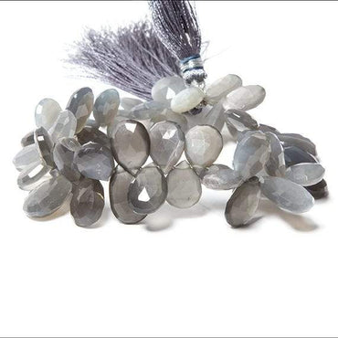 12x10-15x10mm Platinum Grey Moonstone faceted pear 8 inch 48 Beads (ONLINE ORDER ONLY)