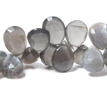 12x10-15x10mm Platinum Grey Moonstone faceted pear 8 inch 48 Beads (ONLINE ORDER ONLY)