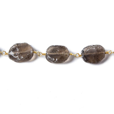 12x10-15x11mm Smoky Quartz hammer faceted Gold plated Chain 15 pcs (ONLINE ORDER ONLY)