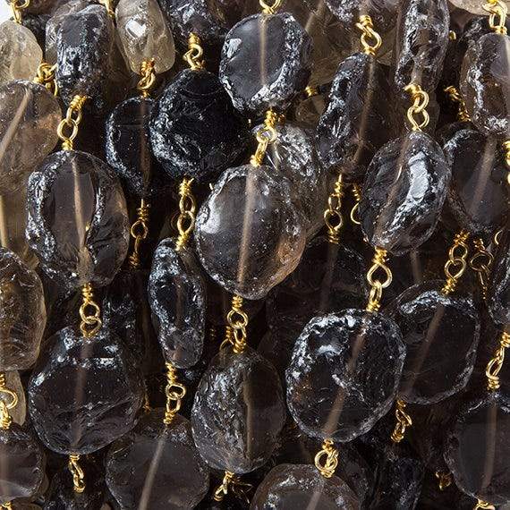 12x10-15x11mm Smoky Quartz hammer faceted Gold plated Chain 15 pcs (ONLINE ORDER ONLY)
