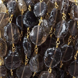 12x10-15x11mm Smoky Quartz hammer faceted Gold plated Chain 15 pcs (ONLINE ORDER ONLY)