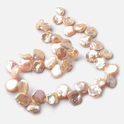 12x10-16x13mm Iridescent Peach Keshi Top Drilled Freshwater Pearls 15 inch 42 pieces AAA (ONLINE ORDER ONLY)