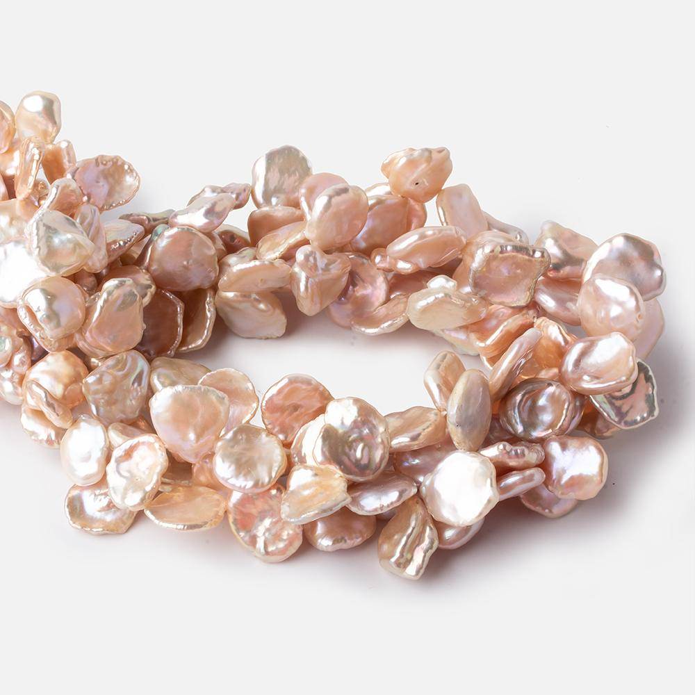 12x10-16x13mm Iridescent Peach Keshi Top Drilled Freshwater Pearls 15 inch 42 pieces AAA (ONLINE ORDER ONLY)