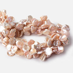 12x10-16x13mm Iridescent Peach Keshi Top Drilled Freshwater Pearls 15 inch 42 pieces AAA (ONLINE ORDER ONLY)