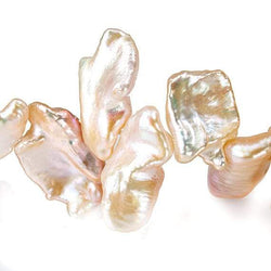 12x10-16x13mm Iridescent Peach Keshi Top Drilled Freshwater Pearls 15 inch 42 pieces AAA (ONLINE ORDER ONLY)