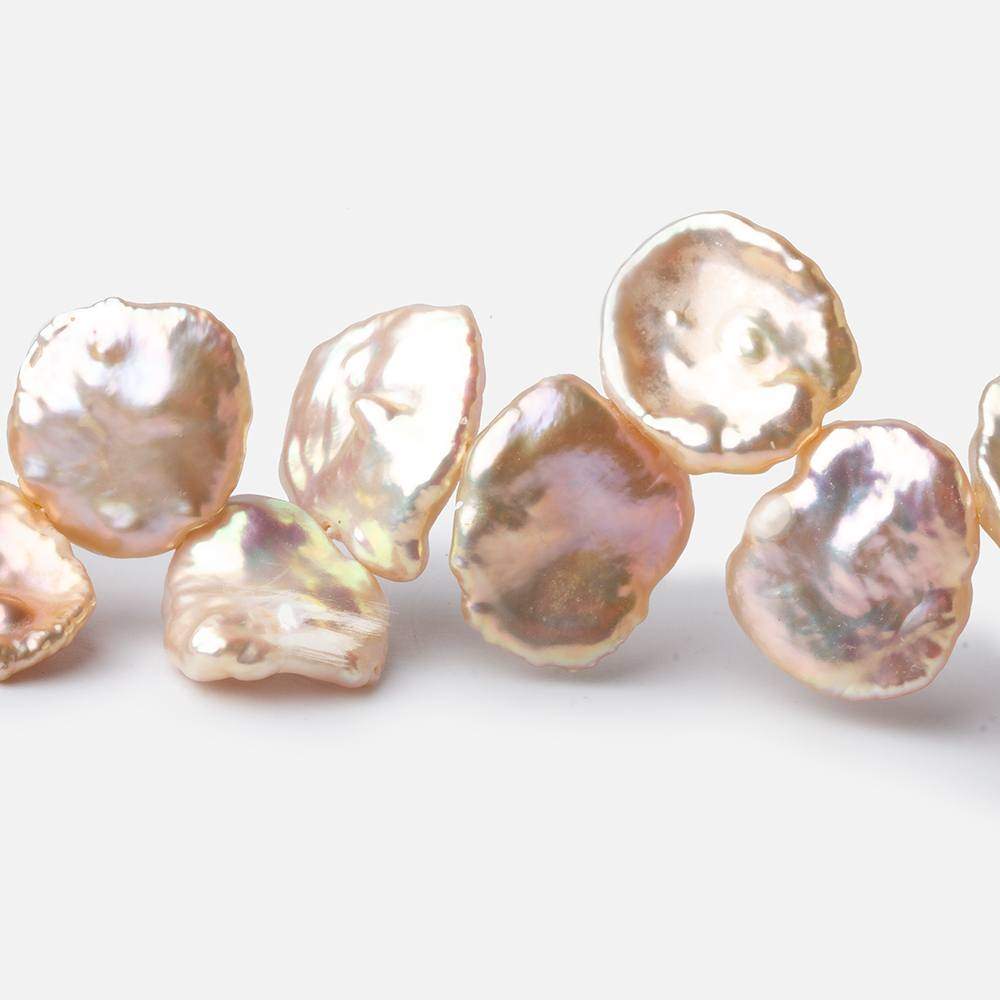 12x10-16x13mm Iridescent Peach Keshi Top Drilled Freshwater Pearls 15 inch 42 pieces AAA (ONLINE ORDER ONLY)
