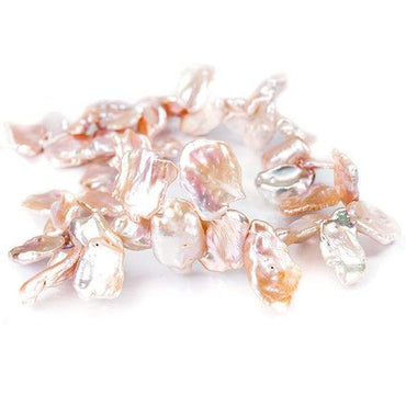 12x10-16x13mm Iridescent Peach Keshi Top Drilled Freshwater Pearls 15 inch 42 pieces AAA (ONLINE ORDER ONLY)