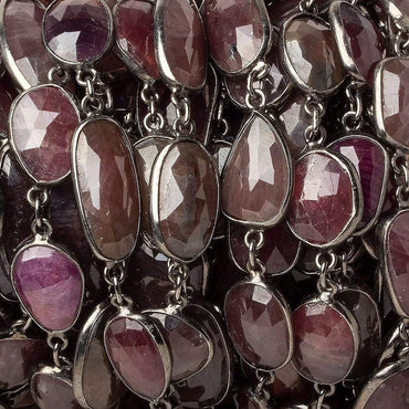 12x10-18x10mm Black Gold plated Silver Bezel Ruby Nugget Chain 13 pieces (ONLINE ORDER ONLY)