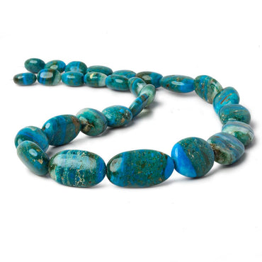 12x10-28x16mm Peruvian Blue Opal with Matrix plain oval nugget beads 19 inch 27 pcs AA (ONLINE ORDER ONLY)