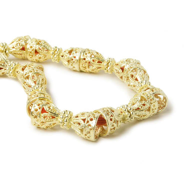 12x10mm 14kt Gold plated Copper Cone Filigree and Miligrain Top  8 inch 18 beads (ONLINE ORDER ONLY)