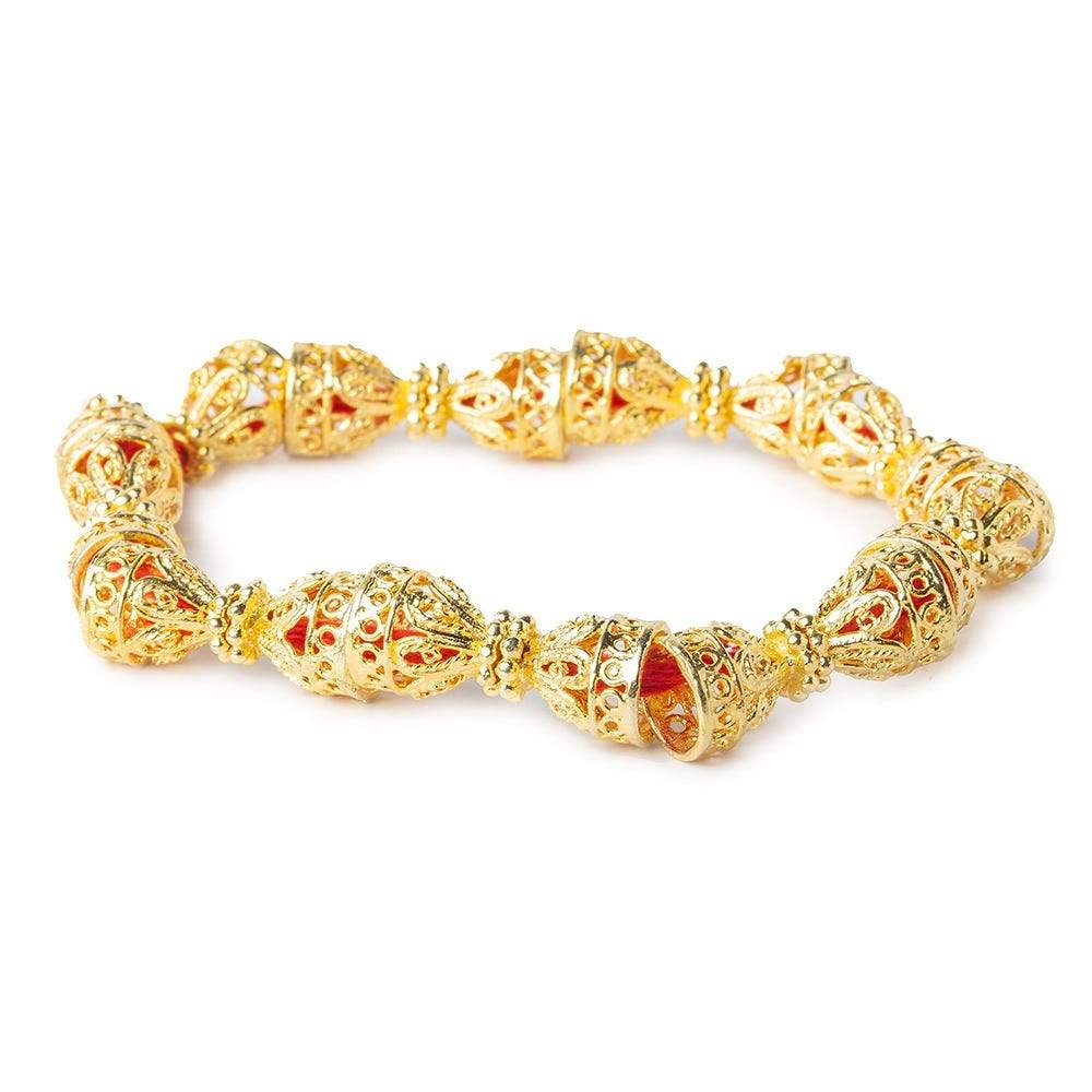 12x10mm 22kt Gold plated Copper Filigree Bead Caps 8 inch 18 pieces (ONLINE ORDER ONLY)