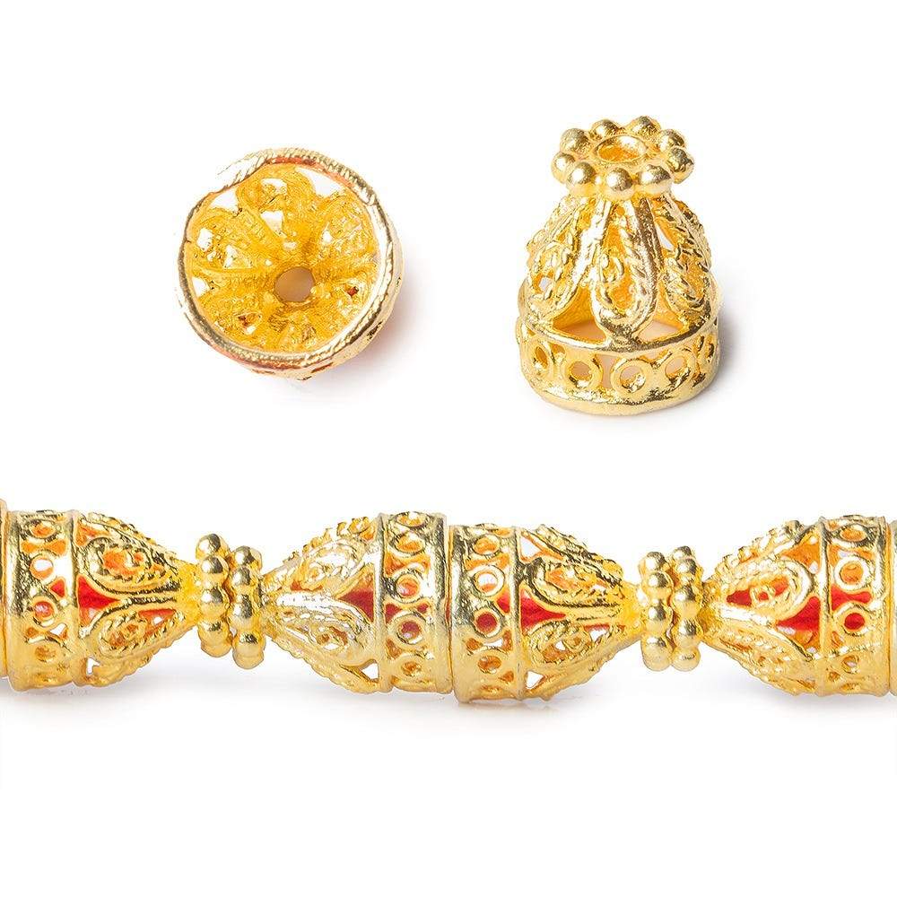 12x10mm 22kt Gold plated Copper Filigree Bead Caps 8 inch 18 pieces (ONLINE ORDER ONLY)