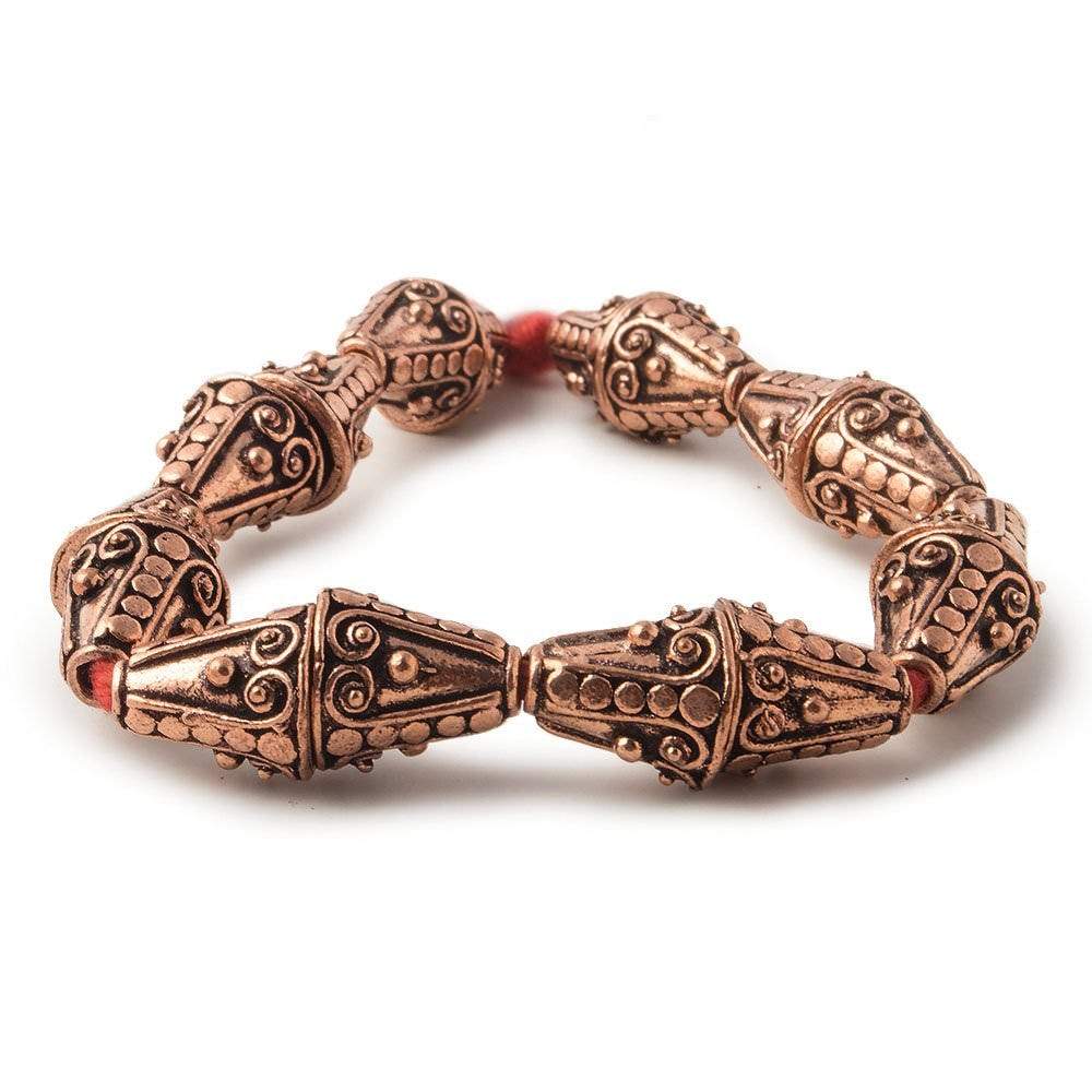 12x10mm Antiqued Copper Cone Bali Design 8 inch 16 pcs (ONLINE ORDER ONLY)