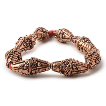 12x10mm Antiqued Copper Cone Bali Design 8 inch 16 pcs (ONLINE ORDER ONLY)
