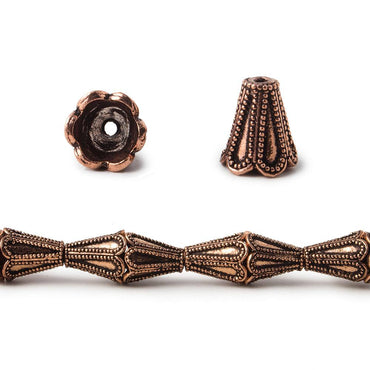 12x10mm Antiqued Copper Cone Granulated Scalloped Design 8 in 18 pcs (ONLINE ORDER ONLY)