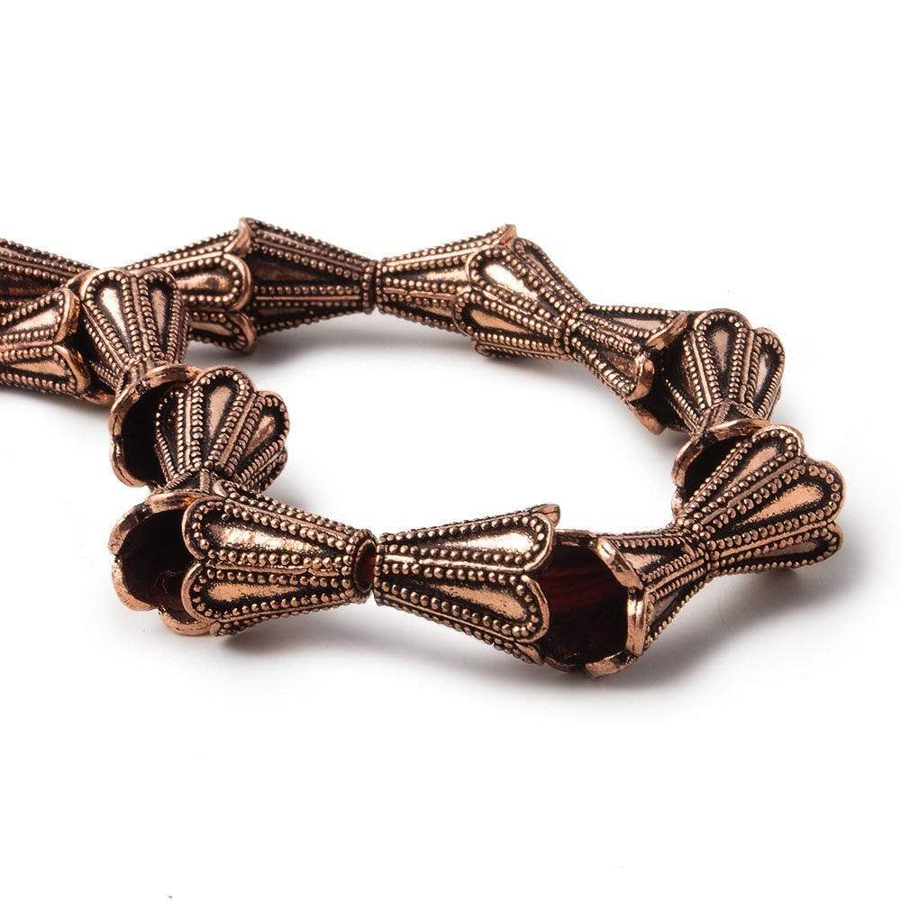 12x10mm Antiqued Copper Cone Granulated Scalloped Design 8 in 18 pcs (ONLINE ORDER ONLY)