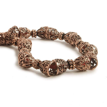 12x10mm Antiqued Copper Cone or Bead Cap Bali Design With Daisy Top and Rounded Shape 8 in 18 pcs (ONLINE ORDER ONLY)
