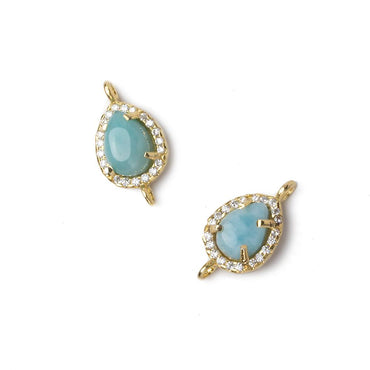 12x10mm Vermeil Bezel White CZ and Larimar Pear Connector 1 focal piece (ONLINE ORDER ONLY)