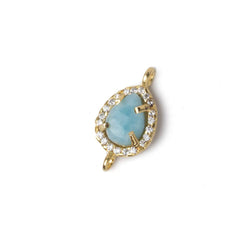 12x10mm Vermeil Bezel White CZ and Larimar Pear Connector 1 focal piece (ONLINE ORDER ONLY)