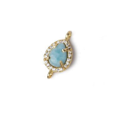 12x10mm Vermeil Bezel White CZ and Larimar Pear Connector 1 focal piece (ONLINE ORDER ONLY)