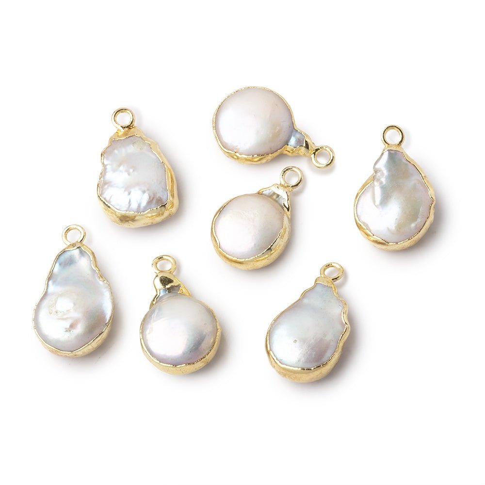 12x10mm Gold Leafed Rosé White Coin Freshwater Pearl Pendant 1 piece (ONLINE ORDER ONLY)