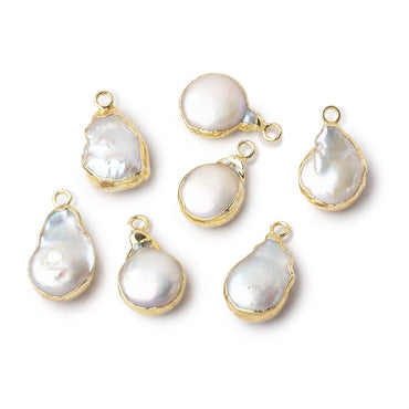 12x10mm Gold Leafed Rosé White Coin Freshwater Pearl Pendant 1 piece (ONLINE ORDER ONLY)