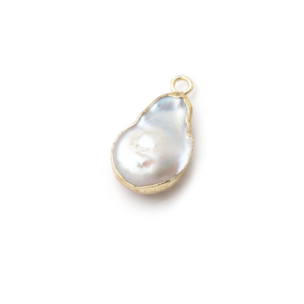 12x10mm Gold Leafed Rosé White Coin Freshwater Pearl Pendant 1 piece (ONLINE ORDER ONLY)