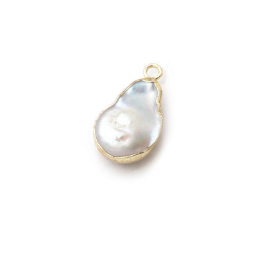 12x10mm Gold Leafed Rosé White Coin Freshwater Pearl Pendant 1 piece (ONLINE ORDER ONLY)